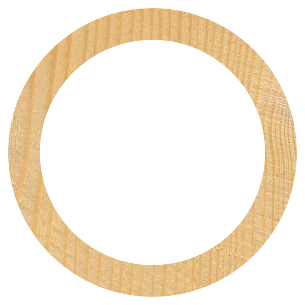 从松木质感中切割的圆形木制框架 在白色背景上隔离 — 图库照片