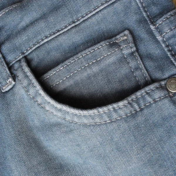 Close Detail Pocket Light Blue Jeans Denim — Stock Photo, Image