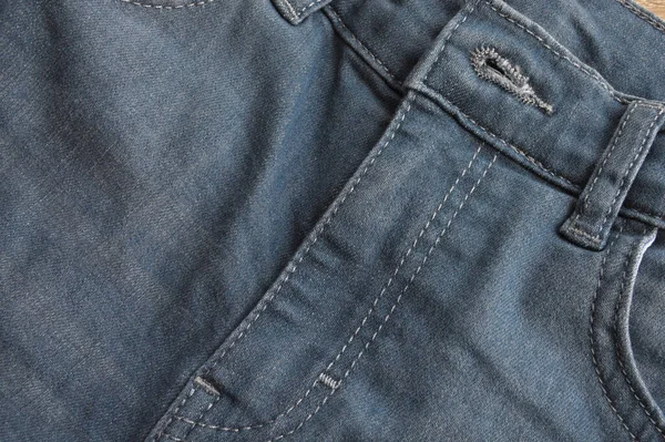 Nahaufnahme Detail Der Hosentasche Und Knopfleiste Frontansicht Hellblauer Jeans Jeans — Stockfoto