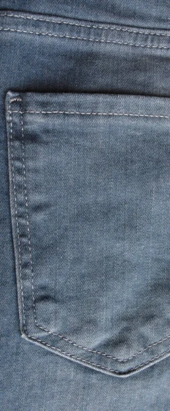 Närbild Detalj Bakfickan Ljusblå Jeans Denim — Stockfoto