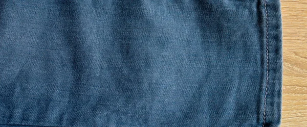 Costura Azul Jeans Algodão Jeans Detalhe Perna Fundo Textura Tecido — Fotografia de Stock