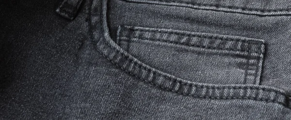 Närbild Detalj Fickan Ljus Svart Jeans Denim — Stockfoto