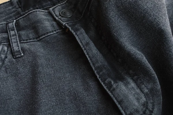 Zip Tlačítka Detailní Záběr Světle Černé Džíny Džíny — Stock fotografie
