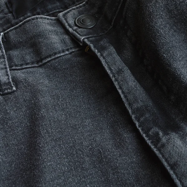 Zip Tlačítka Detailní Záběr Světle Černé Džíny Džíny — Stock fotografie
