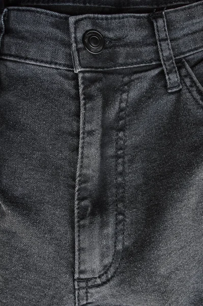 Poche Zippée Boutons Détail Gros Plan Jeans Denim Noir Clair — Photo