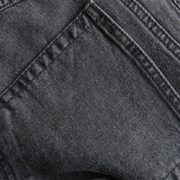 Närbild Detalj Bakfickan Ljus Svart Jeans Denim Detalj — Stockfoto