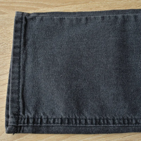 Cucitura Denim Nero Jeans Dettaglio Gamba Tessuto Texture Sfondo Carta — Foto Stock