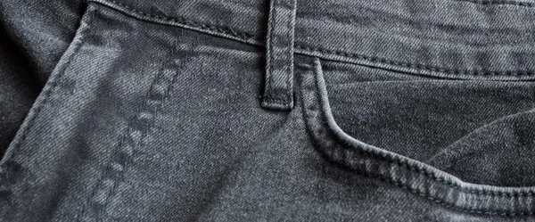 Zipper Pocket Close Detail Light Black Jeans Denim — Stock Photo, Image