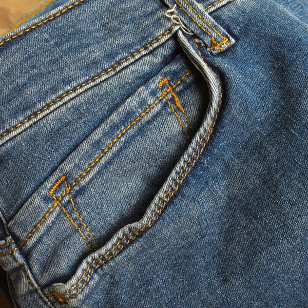 Dettaglio Ravvicinato Tasca Jeans Azzurri Denim — Foto Stock