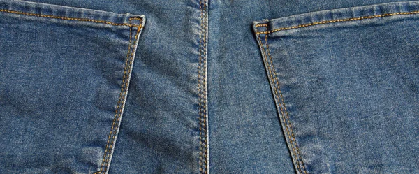 Dettaglio Vicino Della Tasca Posteriore Denim Jeans Azzurro — Foto Stock