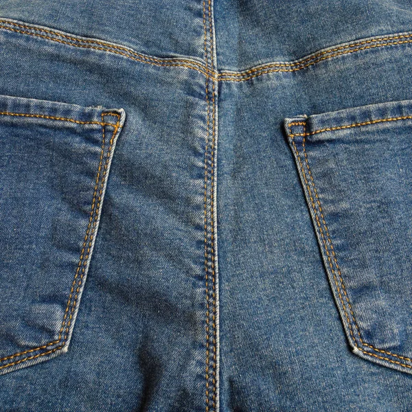Detalhe Perto Bolso Traseiro Jeans Azul Claro Ganga — Fotografia de Stock
