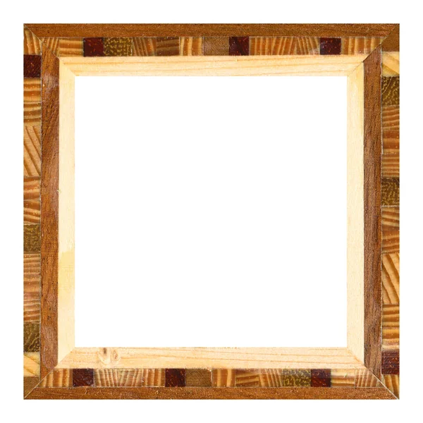 木制玻璃框 木制框架 由不同的木材组合制成 被白色的背景隔开 — 图库照片