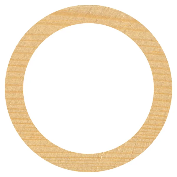 从松木质感中切割的圆形木制框架 在白色背景上隔离 — 图库照片