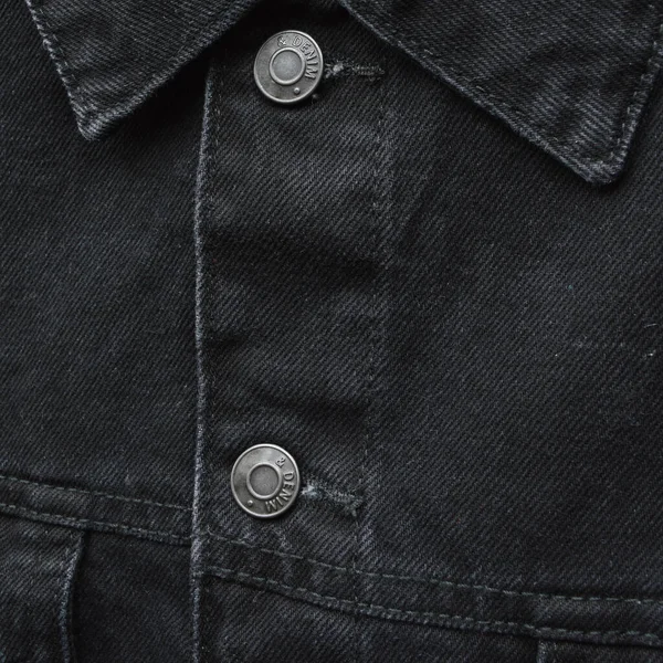 Zwarte Jeans Denim Jas Pocket Kraag Buttom Detail Jeans Stof — Stockfoto