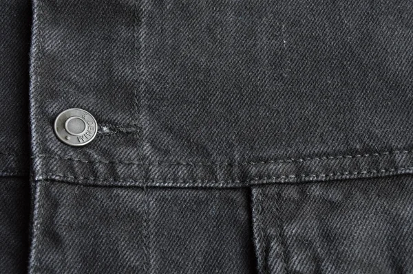 Black Jeans Denim Coat Jacket Metal Buttom Detail Jeans Fabric — Stock Photo, Image