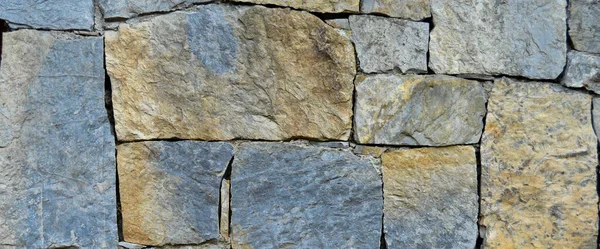 Parede Pedra Cortada Azul Cinza Resistente Boa Para Fundos Sem — Fotografia de Stock