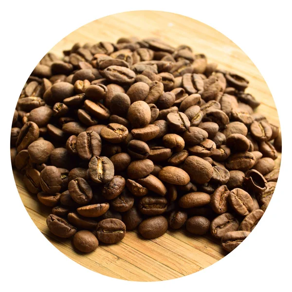 Sorgfältig Ausgewählte Und Geröstete Frische Kaffeebohnen Auf Einem Hölzernen Hintergrund — Stockfoto