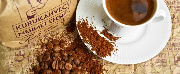 Törökország Legjobb Száraz Kávékereskedője Kurukahveci Mehmet Efendi Csomagolt Kávé Egy — Stock Fotó
