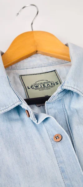 Waikiki Light Blue Denim Shirt Collar Button Details Lcw Close — 스톡 사진