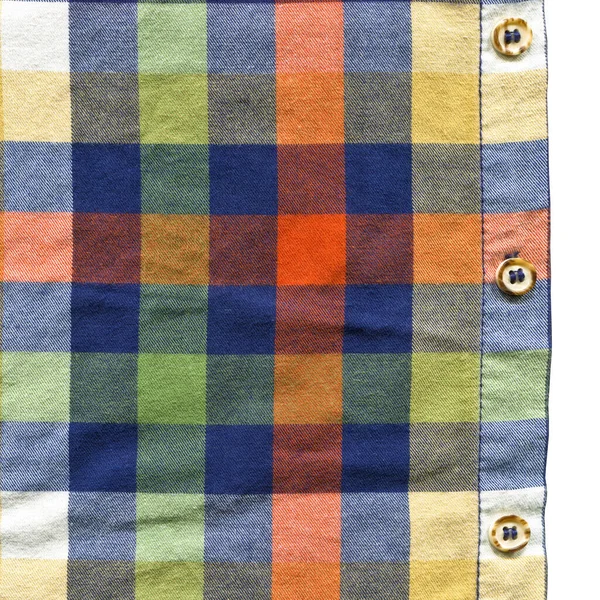 Flerfärgad Klassisk Rutig Tyg Skjorta Knapp Detalj Kontrollerad Skjorta Detalj — Stockfoto