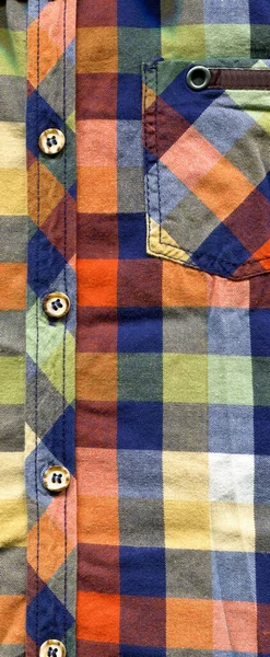 Multi Gekleurde Klassieke Ruitstof Overhemd Zak Knoop Detail Geruit Overhemd — Stockfoto