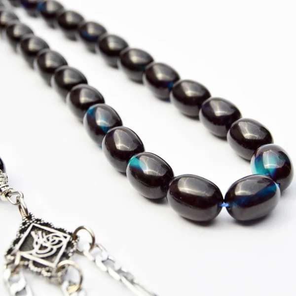 Black Blue Silver Beads Sequenced Short Rosary Tespih Tesbih Important — Stock Photo, Image