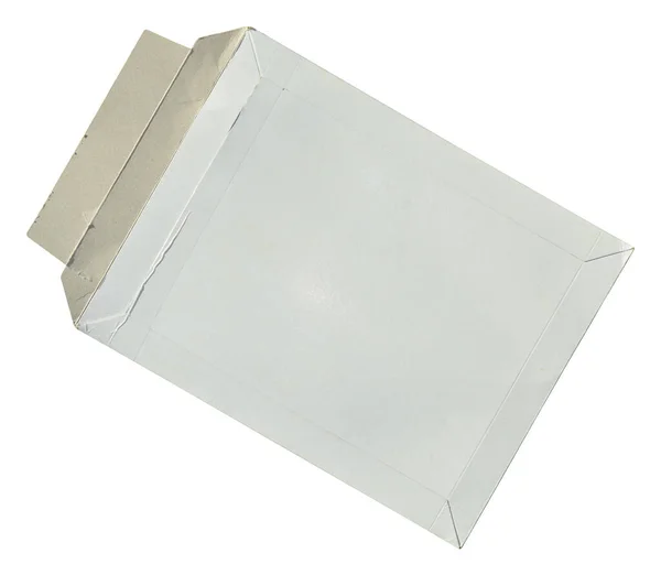White Cardboard Paper Mail Envelope White Background Can Used Company — Stockfoto