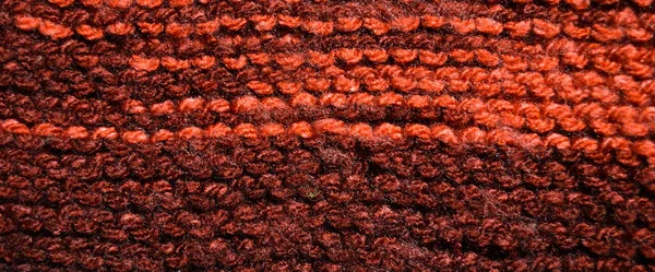 ウールで作られたパターン生地 手編みのファブリックレッドウールの背景テクスチャ — ストック写真