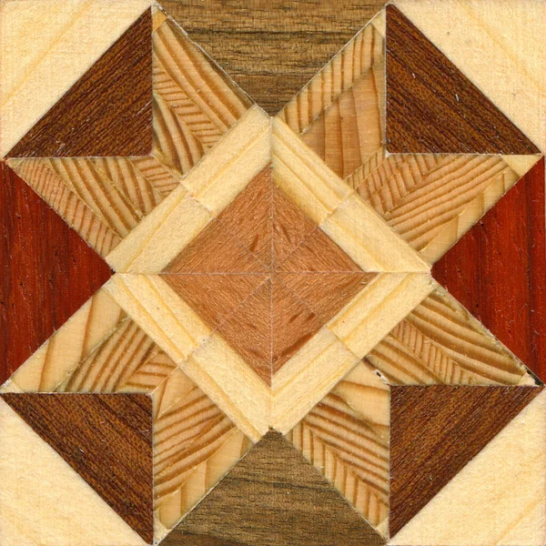 Wooden Marquetry Patterns Created Combination Different Woods Wooden Floor Parquet — Stock Photo, Image