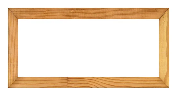 Rectangle Wooden Frame Cut Pine Wood Texture Isolated White Background — 图库照片