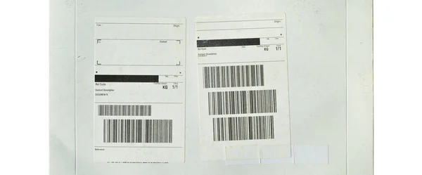 White Cardboard Paper Mail Envelope Sticky Barcodes Can Used Company — ストック写真