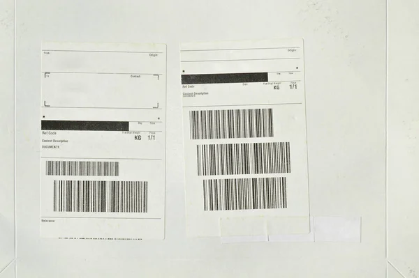 White Cardboard Paper Mail Envelope Sticky Barcodes Can Used Company — 图库照片