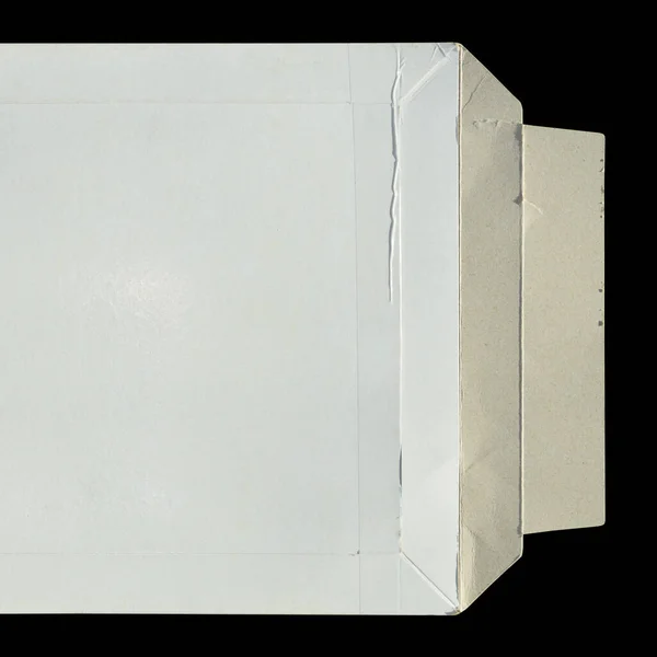 White cardboard paper mail envelope on a black background. Can be used in company correspondence