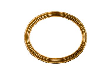 Ovalempty wooden and gold gilded ornamental frame isolated on white background