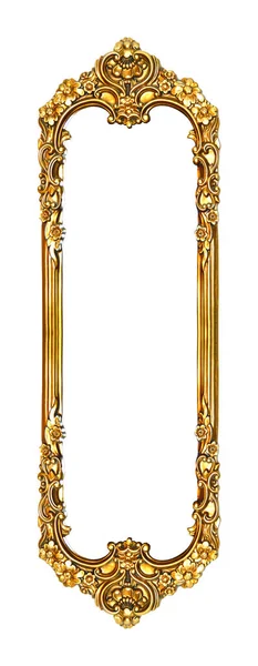 Rectangular Empty Wooden Gold Gilded Ornamental Frame Isolated White Background — Photo