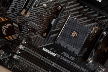 Enjoy exceptional performance with the Asus Tuf Gaming B450M Pro S Gaming black motherboard. August 27 2022 Istanbul Turkey