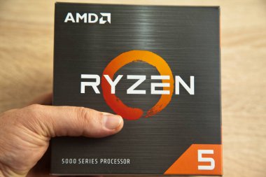 Ryzen 5 processor and gray box for superior performance in desktop computers and on hand, Istanbul Turkey August 27 2022