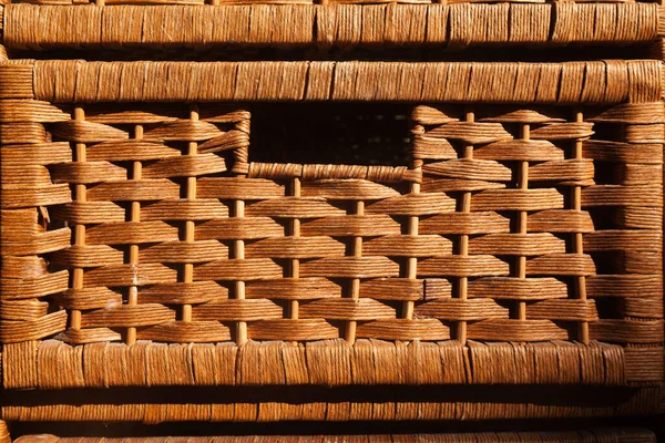 Rattan Wicker Brown Basket Handmade Traditional Dry Branches Natural Pattern — Stock Photo, Image