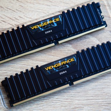 Two Vengeance LPX DDR4 RAM memory designed for professional gaming computers, Istanbul Turkey August 27 2022