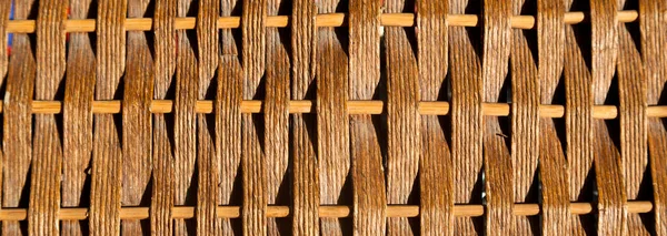 Rattan Rectangle Wicker Texture Handmade Traditional Dry Branches Wicker Brown — Stock Photo, Image