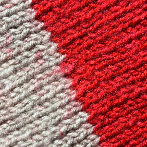 Vzor Tkaniny Vlny Ručně Pletené Tkaniny Červená Bílá Vlna Pozadí — Stock fotografie