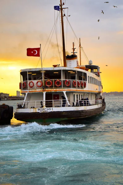 Bateau Croisière Blanc Transportant Des Passagers Symbole Istanbul Mars 2019 — Photo