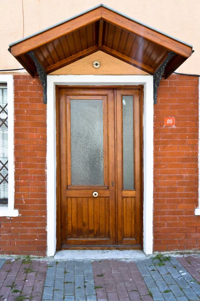 Old Brown Color Wooden Entrance Door House Turkey Istanbul Buyukada — Stock Photo, Image