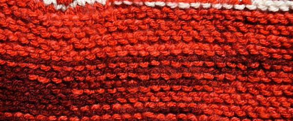 Tissu Motif Laine Tissu Tricoté Main Laine Rouge Texture Fond — Photo