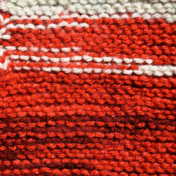 Musterstoff Aus Wolle Handgestrickter Stoff Rote Wolle Hintergrund Textur — Stockfoto