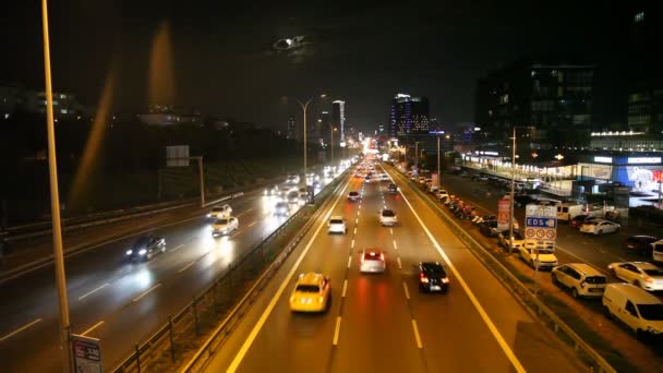 Stanbul 100 Karayolu Maltepe Esenkent Eylül 2022 Yoğun Gece Trafiği — Stok video