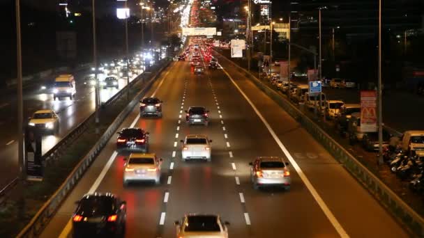 Istambul Turquia 100 Rodovia Maltepe Esenkent Parar Congestionado Tráfego Noturno — Vídeo de Stock