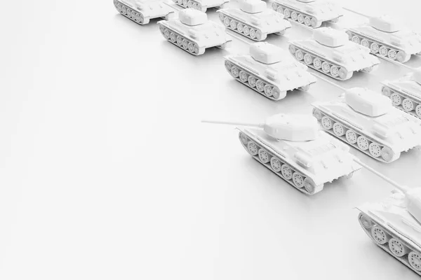 Tanques pesados modelo 3D, tanques brancos no fundo branco Fotografia De Stock