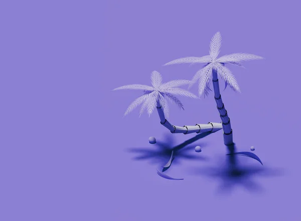 Due palme viola isolate su sfondo viola. rendering 3d — Foto Stock