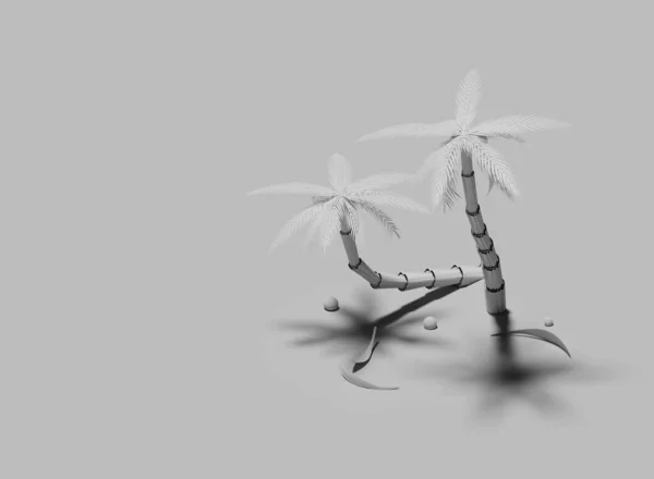 Duas palmeiras brancas isoladas sobre fundo branco. Renderização 3d Fotografia De Stock